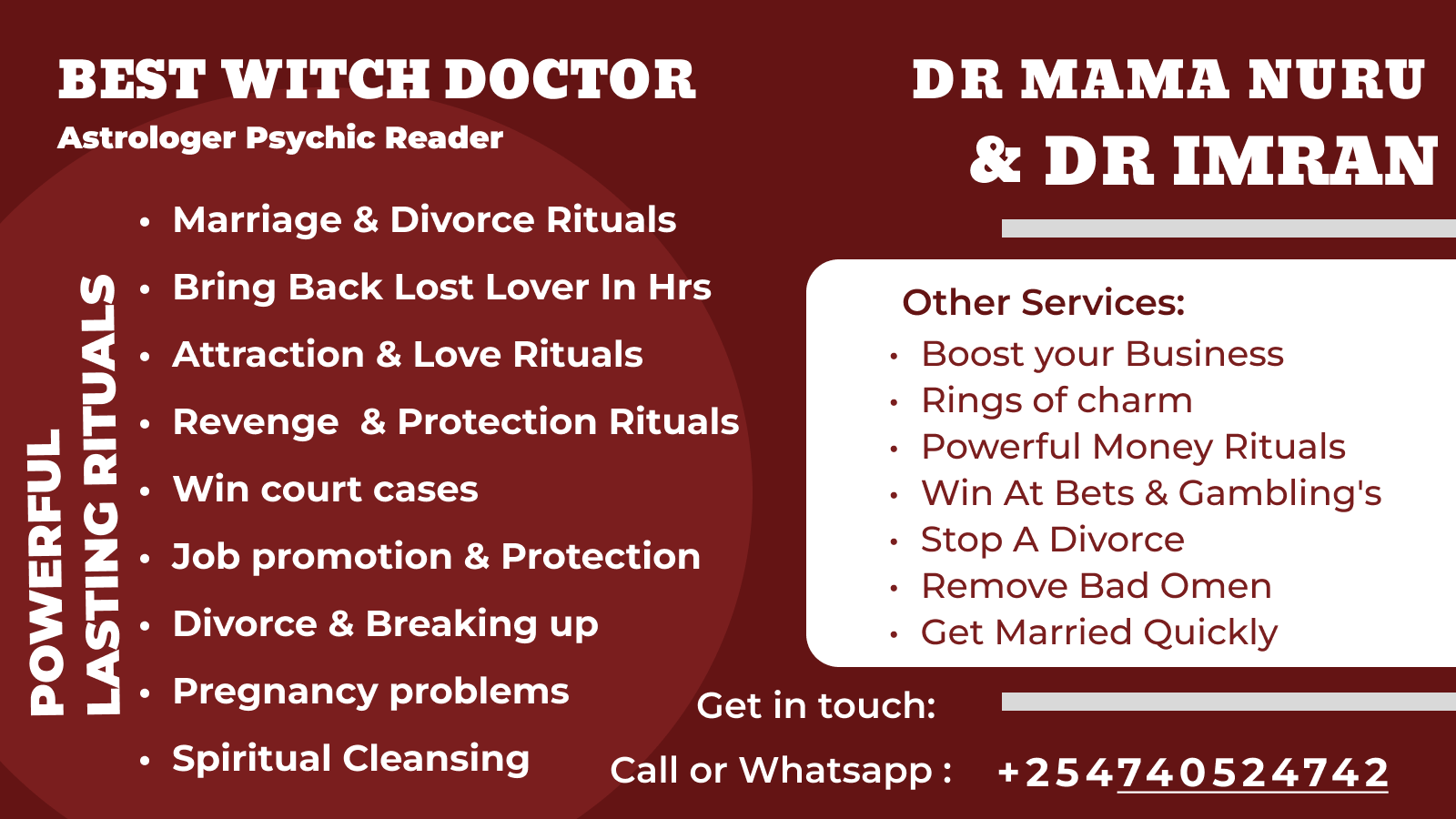 Doctor Mama Nuru and Doctor Imran — Traditional Healers, Psychic Readers and Astrology Consultants